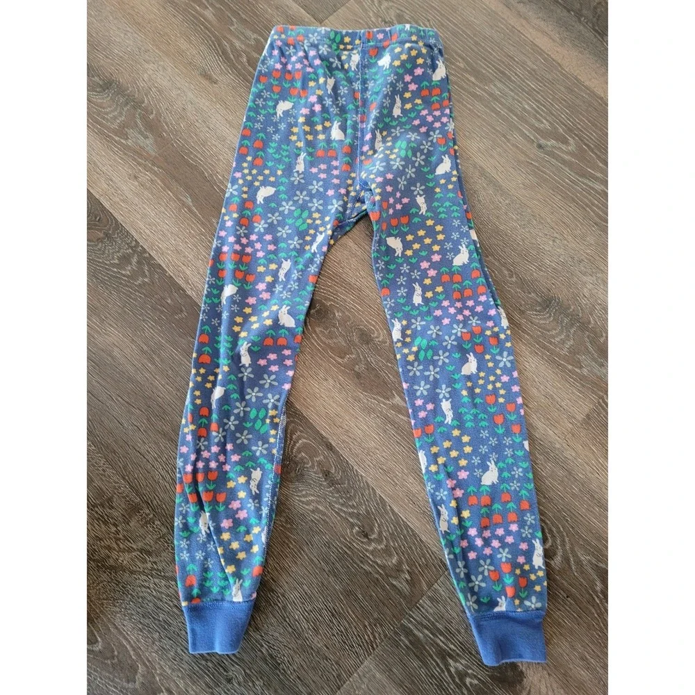 Hanna Andersson Girls Blue Floral Bunny Organic Cotton Pajama Pants Size 8 #9